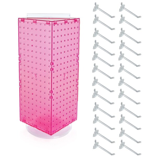 Four-Sided Revolving 8''W x 20''H Pegboard Counter Display w/24 4'' Hooks